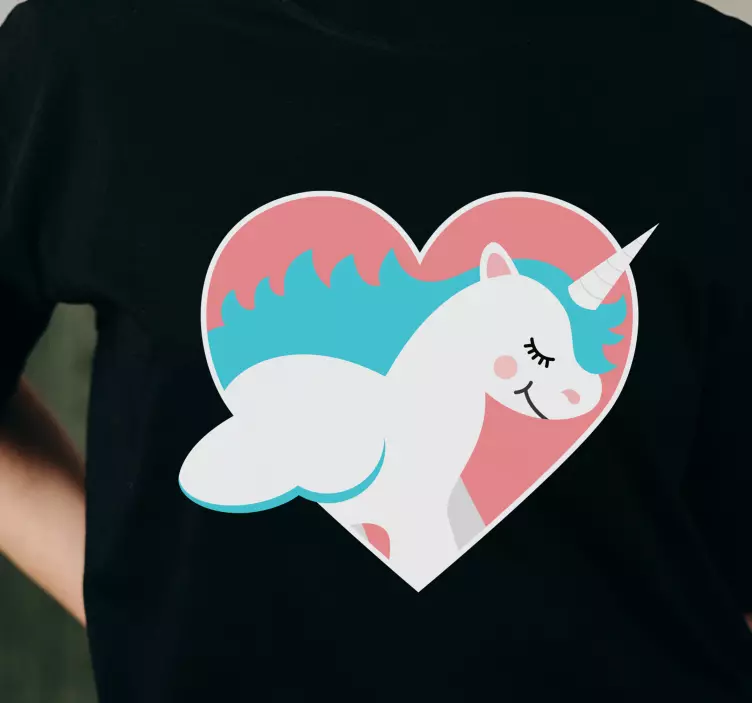 Unicorn in a heart t shirt barn t-shirt - Tenstickers