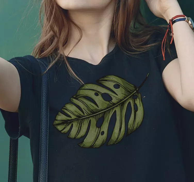 Vacker grön lämnar t-shirt - Tenstickers