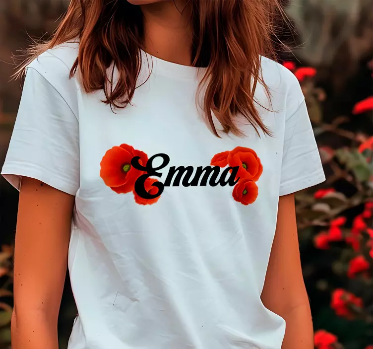 Vallmo blommor T-shirts med namn - Tenstickers