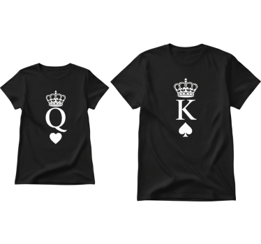 Par t-shirt queenn king för par - Tenstickers