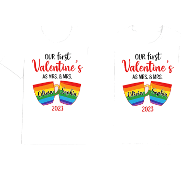 Par t-shirt lgbt första valentindagen - Tenstickers