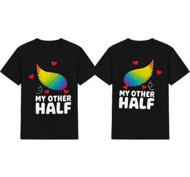 Lgbt min andra hälft par t-shirt - Tenstickers