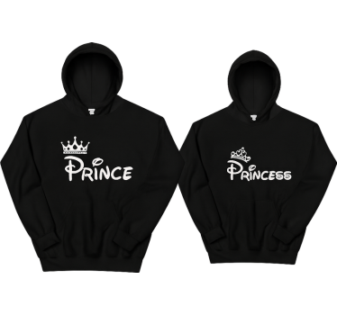 Prins och prinsessa par t-shirt - Tenstickers