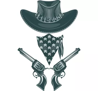 Cowboyhatt, bandanna och revolvers t-shirt - Tenstickers