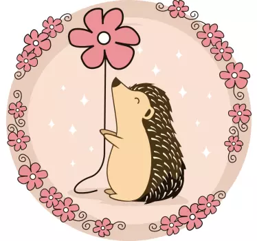 Bebis t-shirt söt igelkott med blomma - Tenstickers