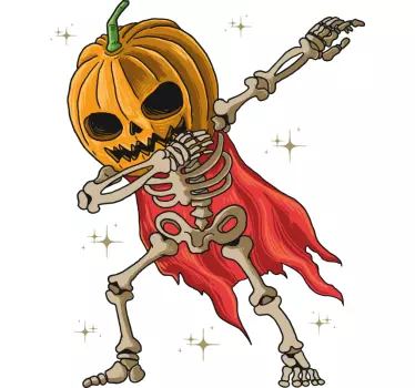 Dapping skeleton med pumpa halloween t-shirt - Tenstickers