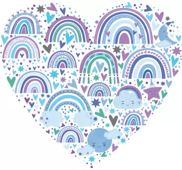 T-shirt med färgglad hjärtpattern - Tenstickers