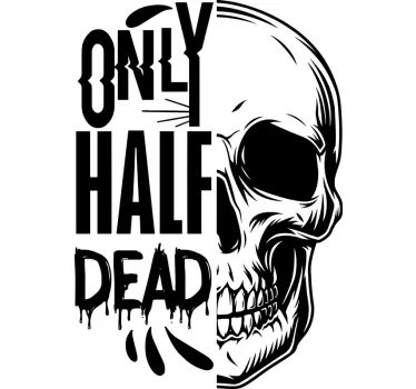 Bara halv död skalle halloween t-shirt - Tenstickers