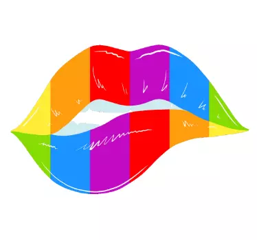 Färgglad läpptryck t-shirt - Tenstickers