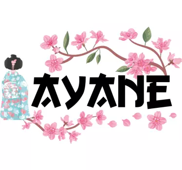 T-shirt med namn cherry blossom kokeshi - Tenstickers