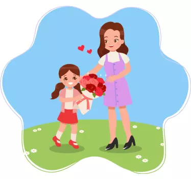 En liten flicka som erbjuder en ros till sin mors dag-t-shirt - Tenstickers