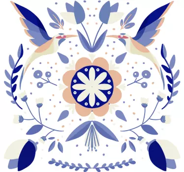 T-shirt med blommotiv och fågelmotiv - Tenstickers