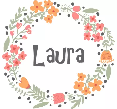 Barn t-shirt med charmig blommig namndesign - Tenstickers