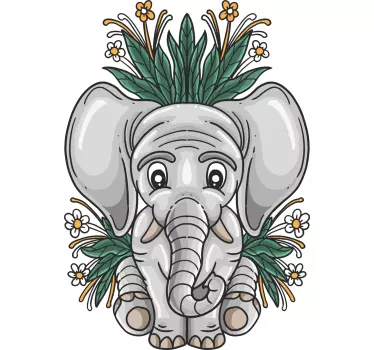 Tecknad elefant och blommor barn skjorta - Tenstickers
