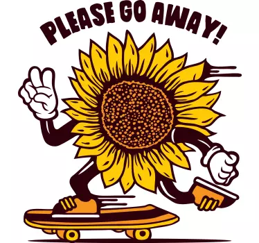 Tecknad solros med skate t-shirt - Tenstickers