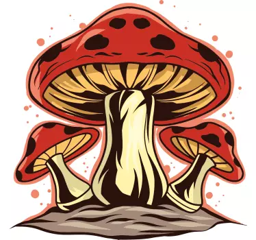 Mushroom print t-shirt svamptryck t-shirt - Tenstickers