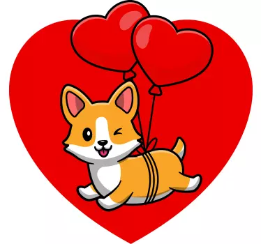 Barn t-shirt corgi med hjärtballonger - Tenstickers