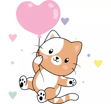 Söt orage katt ballonger barn skjorta - Tenstickers