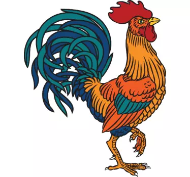 T-shirt med färgglad tuppillustration - Tenstickers