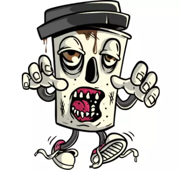 Kaffe zombie graffiti karaktär t-shirt - Tenstickers