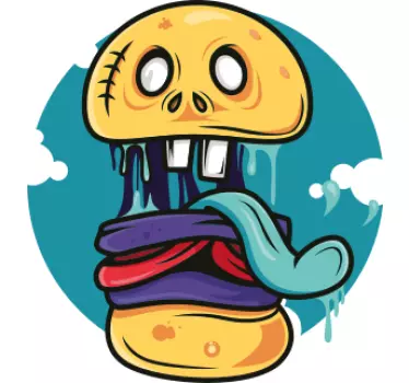 Zombie burger tecknad t-shirt - Tenstickers