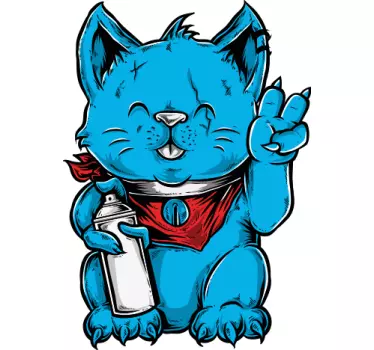 Tecknad katt med örhängen t-shirt - Tenstickers