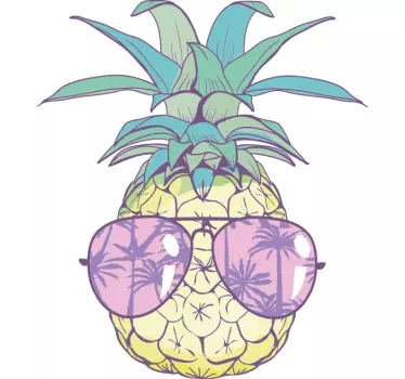 Hawaiian ananas tecknad t-shirt - Tenstickers