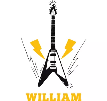 Handritad elgitarr med namn t-shirt - Tenstickers