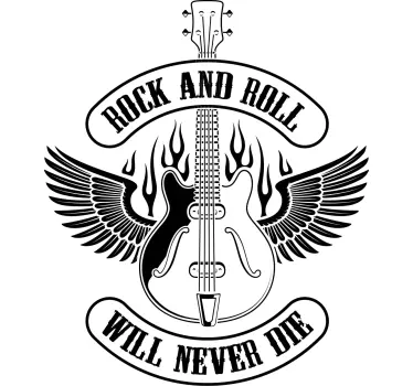 Gitarr i eld med rocktext-t-shirt - Tenstickers