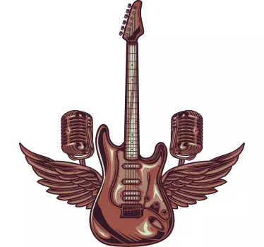 Illustration av gitarr och mikrofon t-shirt - Tenstickers