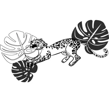 Leopard och lövlek t-shirt - Tenstickers