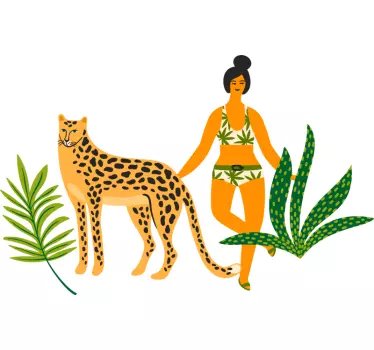 Leopard och kvinna konst t-shirt - Tenstickers