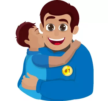 Pappa och snart tecknade far och son matchande skjortor - Tenstickers