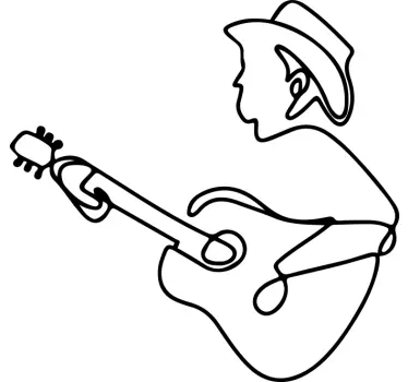 Kontinuerlig linje gitarrspelare t-shirt - Tenstickers