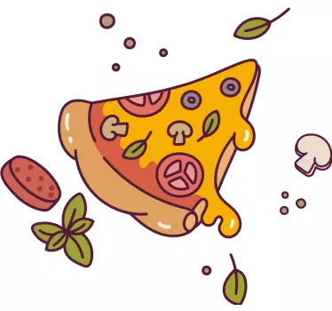Pizza med en skiva saknar pappa och son matchande skjortor - Tenstickers