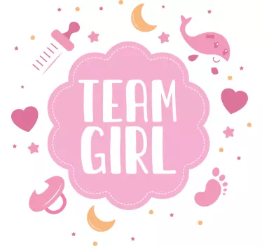 Team girl baby shower mönster t-shirt - Tenstickers
