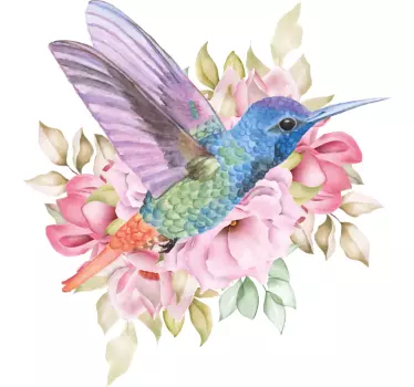 Hängande trädgårdsblommor med fågel-t-shirt - Tenstickers