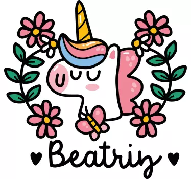 Barn t-shirt söt enhörning blommor - Tenstickers