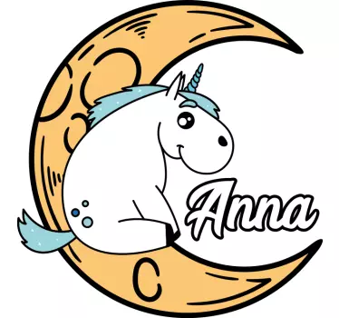 T-shirt med namn söt enhörning måndesign - Tenstickers
