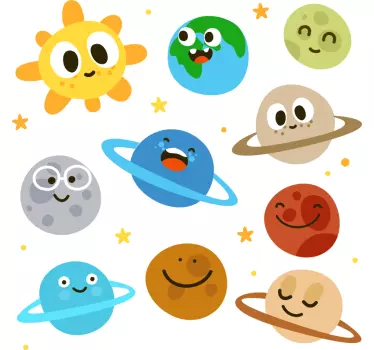 Roliga planeter med ansiktsbarnskjorta - Tenstickers