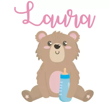 Bebis t-shirt söt björn med flaska - Tenstickers