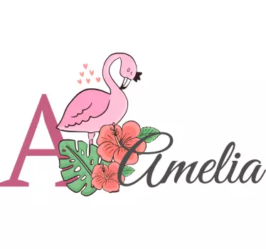 Bebis t-shirt med flamingo och blommor - Tenstickers