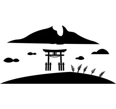 Japansk struktur med sjö t-shirt - Tenstickers