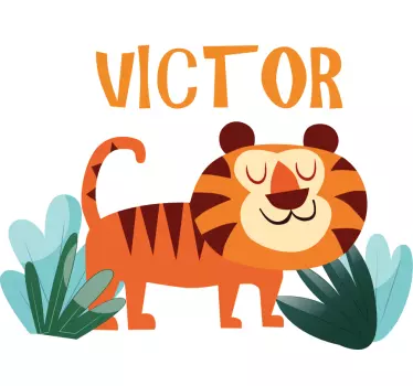 Söt tiger med namn barn t-shirt - Tenstickers