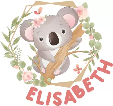 Söta djur koala med namn baby t-shirt - Tenstickers