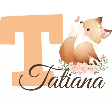 Söta djur räv med namn baby t-shirt - Tenstickers