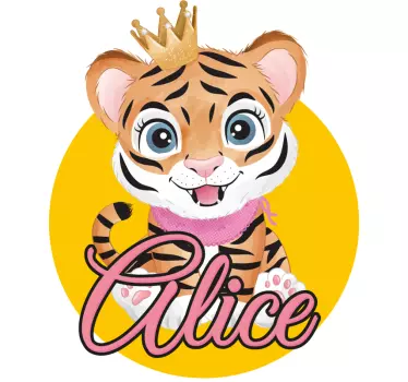 Söt tiger för flicka med namn baby t-shirt - Tenstickers