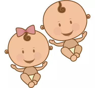 Tecknad tvilling bebisar baby t-shirt - Tenstickers