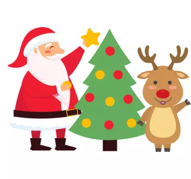 Glad tomte och ren jul t-shirts - Tenstickers