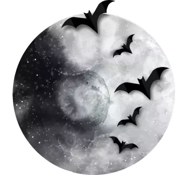 Fladdermöss siluett på den vita månen halloween t-shirt - Tenstickers